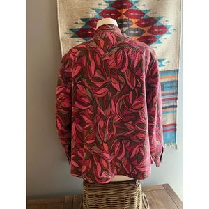 Sigrid Olsen 100% silk jacket spring pink green brown 2x